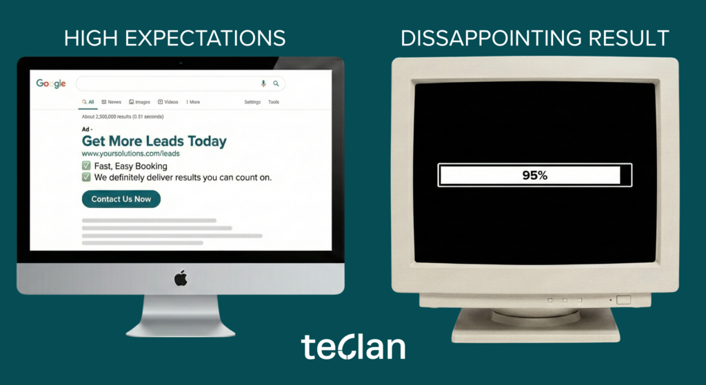 Visual comparison from the ad, to the website.